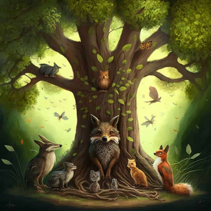 Казка для дітей - Як тварини врятували Дерево