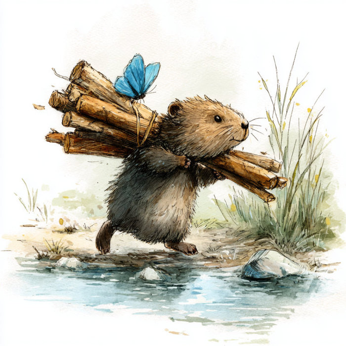 Казки для читання - Старанний бобрик